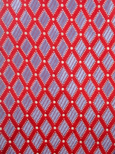 NWOT IKE BEHAR RED w/ PINK TEXTURED GEOMETRIC DIAMONDS 100% SILK NECK TIE - Picture 7 of 7
