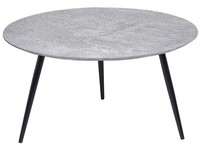 Moderner Runder Dreibeiniger Couchtisch Wohnzimmer Betoneffekt Schwarzer Sockel