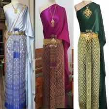 Famous Traditional Thai Costume Wedding Dress Sarong Wrap Decorative Jewelry