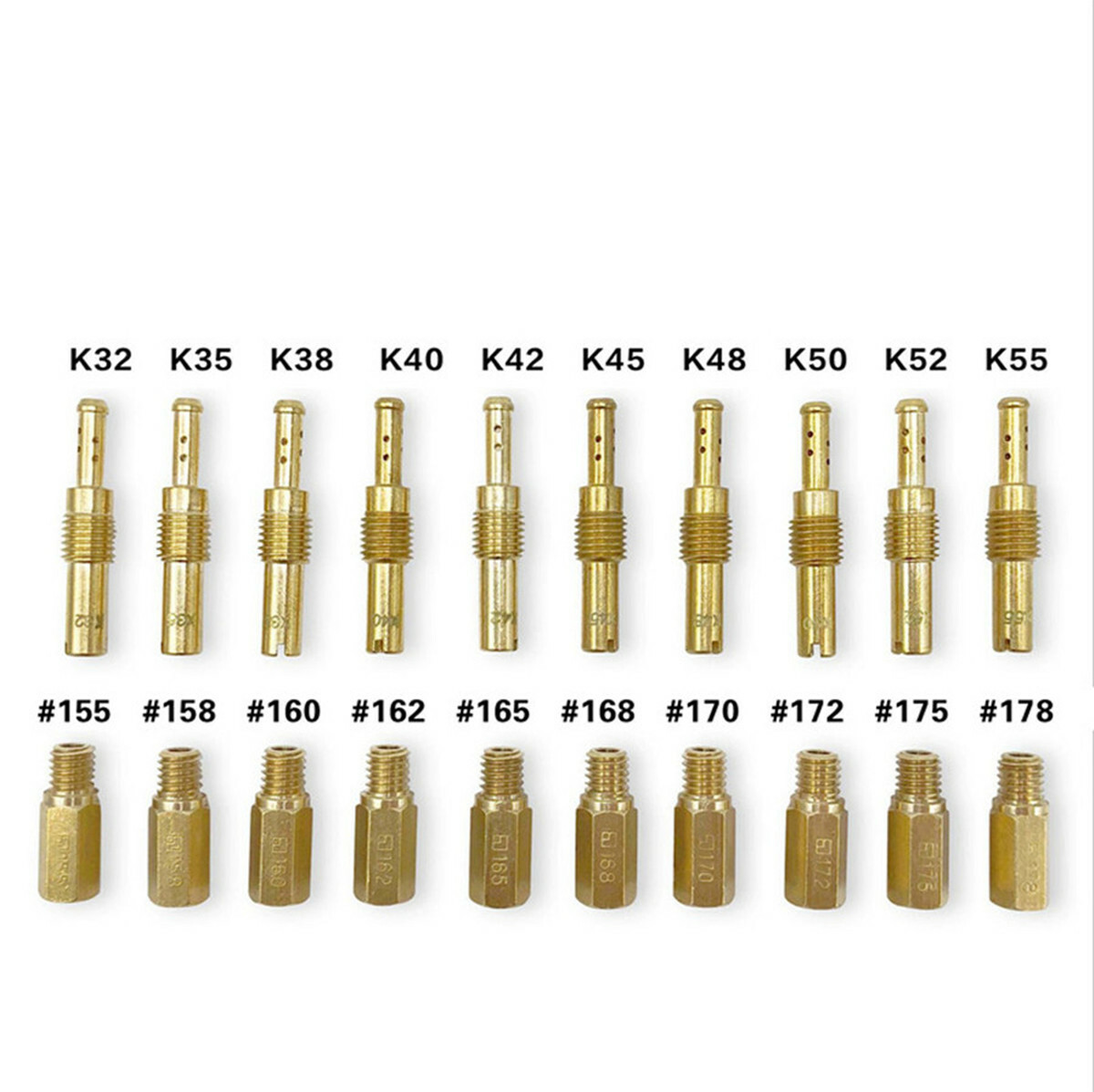 Carburetor Main Jets 10 Set Slow Jets/Pilot Jet Kit for PWK Keihin OKO Carbs