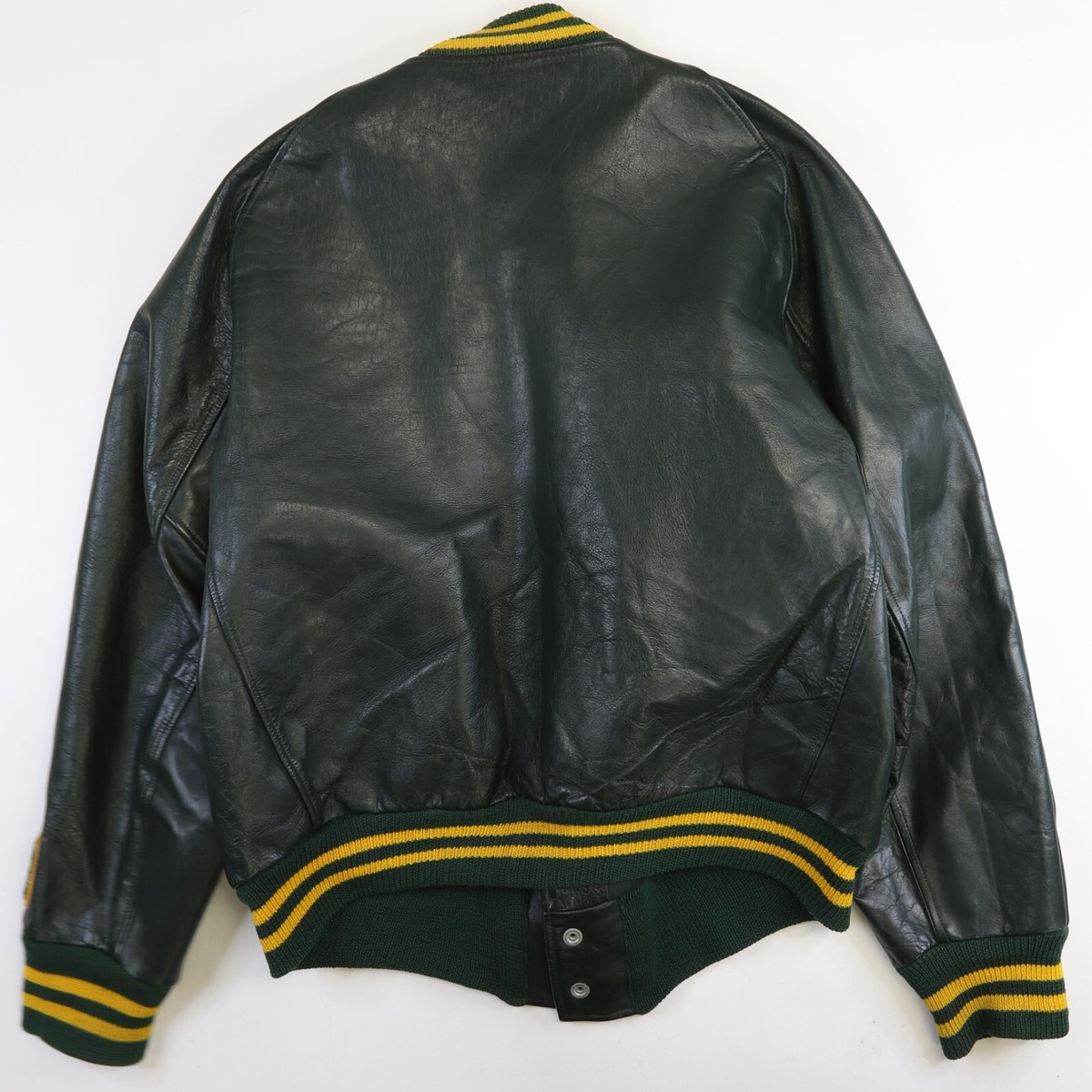 Vintage K of C Leather Varsity Jacket Size 46 Green | eBay