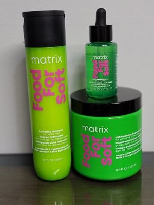 matrix shampoo 10.1 oz, Mask 16.9oz Multi-Use Hair Oil serum Food For Soft 1.7oz