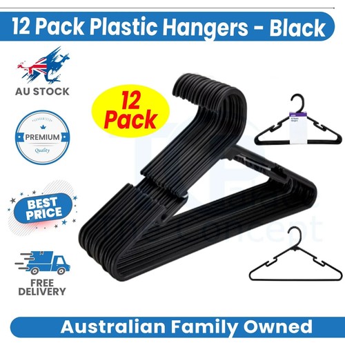ANKO Plastic Coat Clothes Hangers Shirt Pant 12 Pack Black Hangers Best