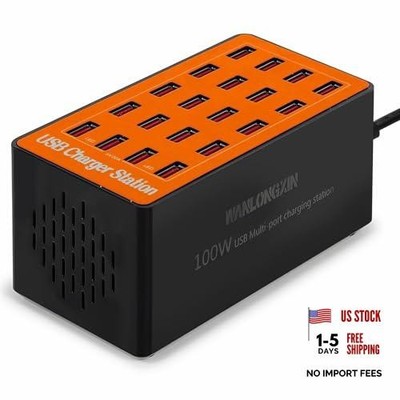 USB Charging Station,100W 20-Port Multi Smart Safety Fast Charger Orange