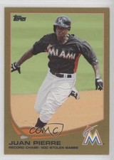 2013 Topps Gold Juan Pierre Checklist (Record Chase: 600 Stolen Bases) 16m2