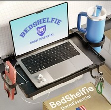 Bedshelfie Bedside Shelf For Top Bunk   College Dorm Black 