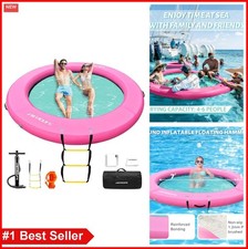 Inflatable Water Hammock Floating Dock Round Ring for Lake Pool Beach Party