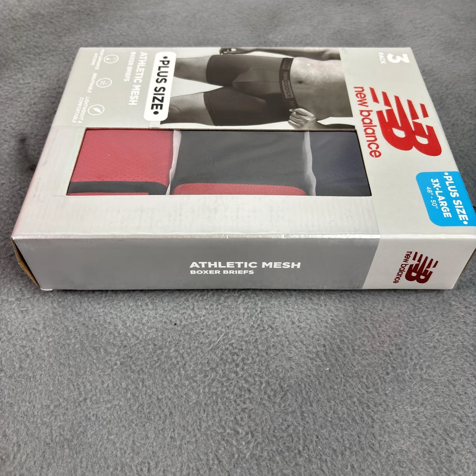Paquete de 3 calzoncillos boxer New Balance 3XL grandes y altos de malla ropa interior deportiva Foto 4 de 4