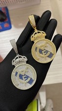 5AAA CZ Hop Hip Ice Out Bling Real Madrid AC Milan Napoli Football Club Pendant
