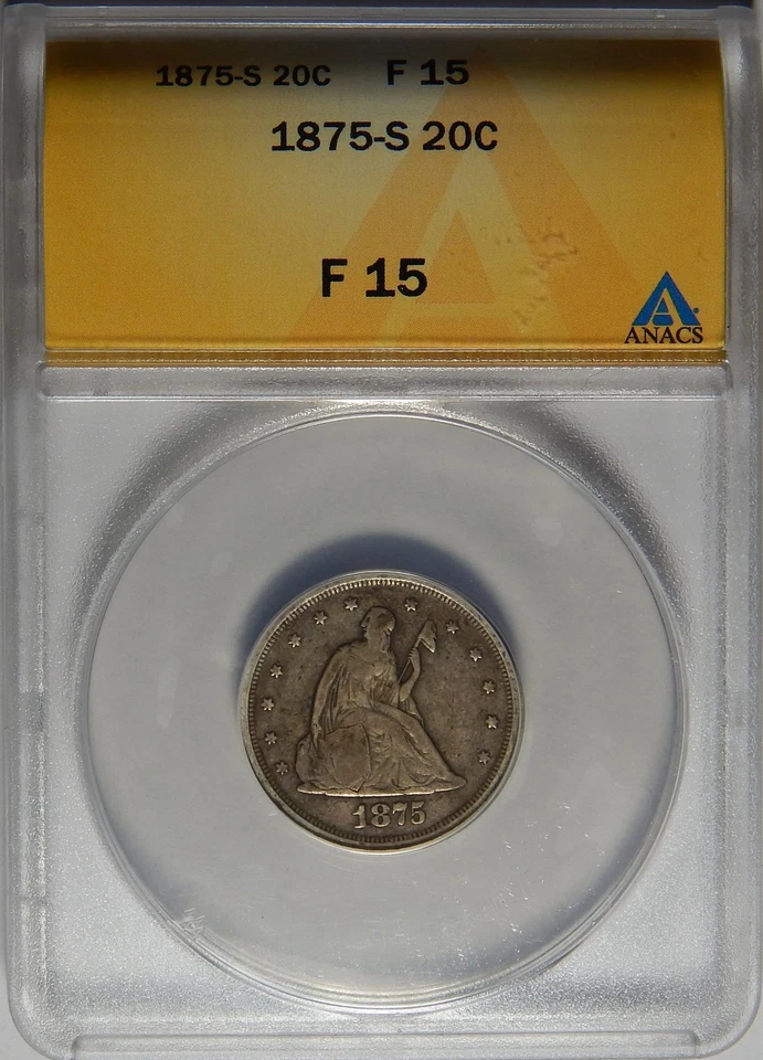 1875-S ANACS F15 SEATED LIBERTY TWENTY CENTS - Image 3 of 4