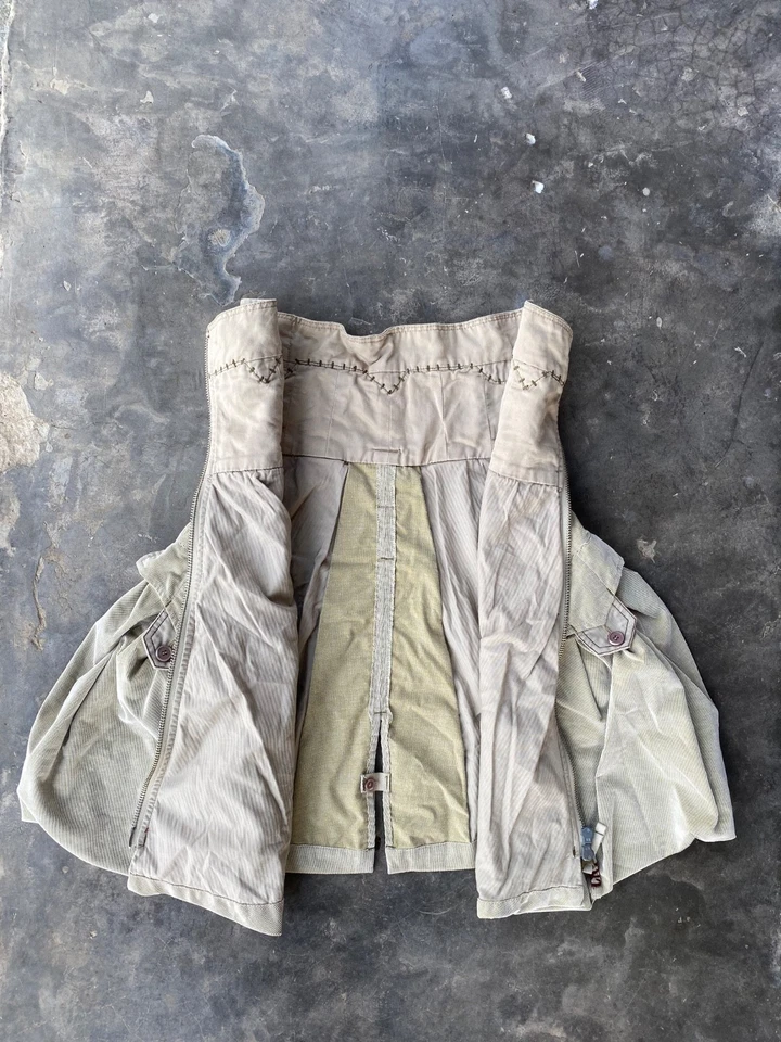 Falda De Colección Marithe Francois Girbaud Años 90 Pana Beige Globo Carga Frontal Cremallera Foto 3 de 4