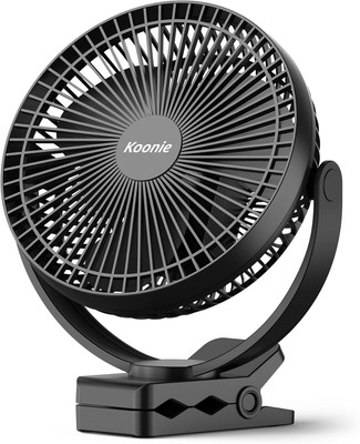 Koonie 10000 mAh Clip Fan, 20 cm Portable USB Fan Grow with Battery, 4 Speeds...