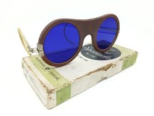Antique American Optical Cobalt Blue Welding Spectacles Safety Sunglasses Vtg AO