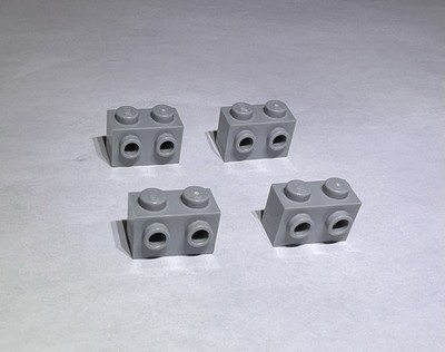 Lego Lot Of 4 Medium Stone Grey 1x2 Modified Bricks Brick Studs On 1 Side New 