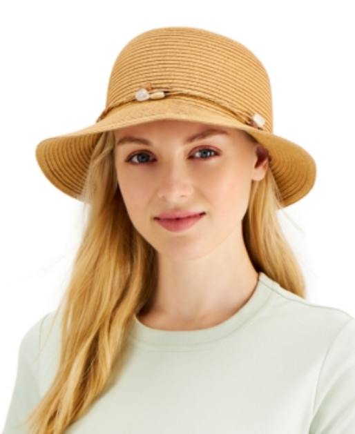 INC Beaded Womens Band Cloche Hat Natural One Size 3890₽