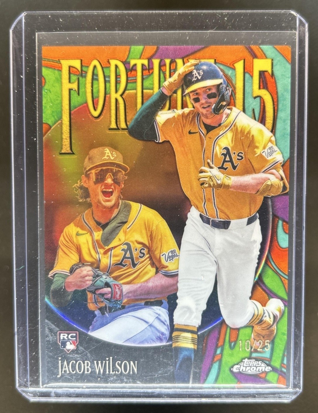 2025 Topps Chrome Update Jacob Wilson Fortune 15 RC Orange Refractor #/25
