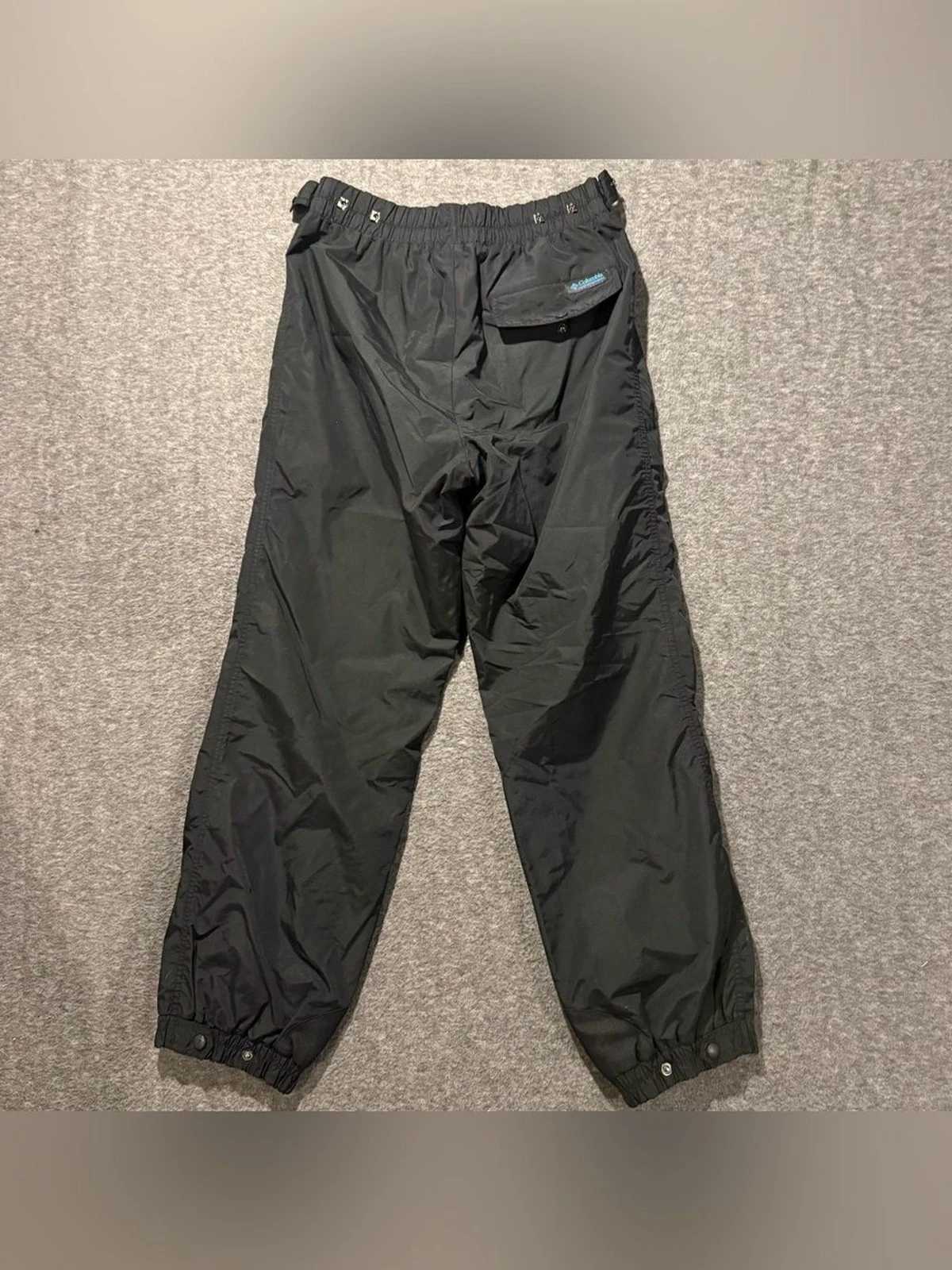 Columbia Vtg Ski Snow Rain Pants Mens M black Nylon 30" inseam Joggers lined