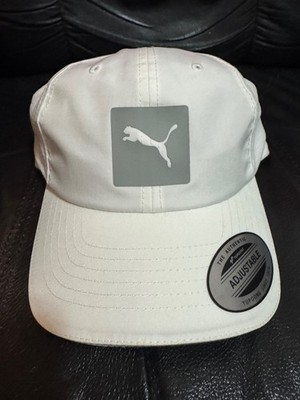 MENS PUMA Mesh Runner 2.0 Adjustable TRUCKER CAP Baseball Hat White Logo