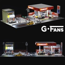 1/64 Diorama Diecast Car Garage Model LED Car Repair Display Parking Lots Scene