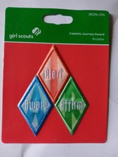 Girl Scouts Cadette Journey Award Breathe Alert Aware Affirm Badge Iron On Patch