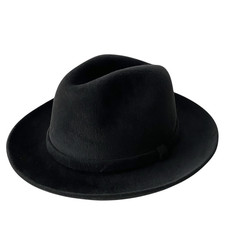 Vintage Super Quality Stylish Black Genuine Velour / Fedora Hat in Size 71/57