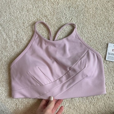 NEW Lululemon Athletica Pink Flow Y Wrap-Front High-Neck Bra Sz 8 Pink Peony