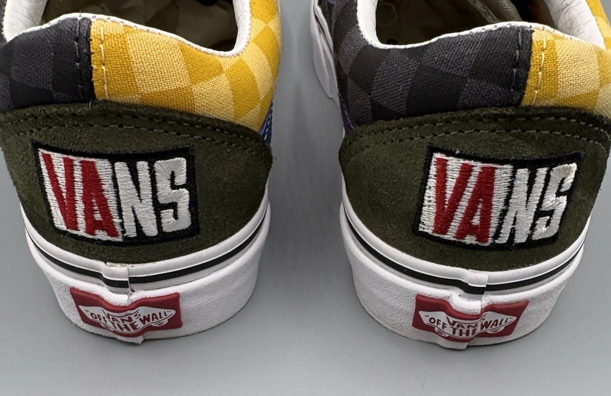 Rare Vans Old Skool Mismatch Patchwork Plaid Snea… - image 9