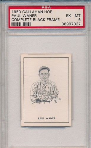 Paul Waner [Complete Black Frame] 1950 Callahan Hall of Fame card