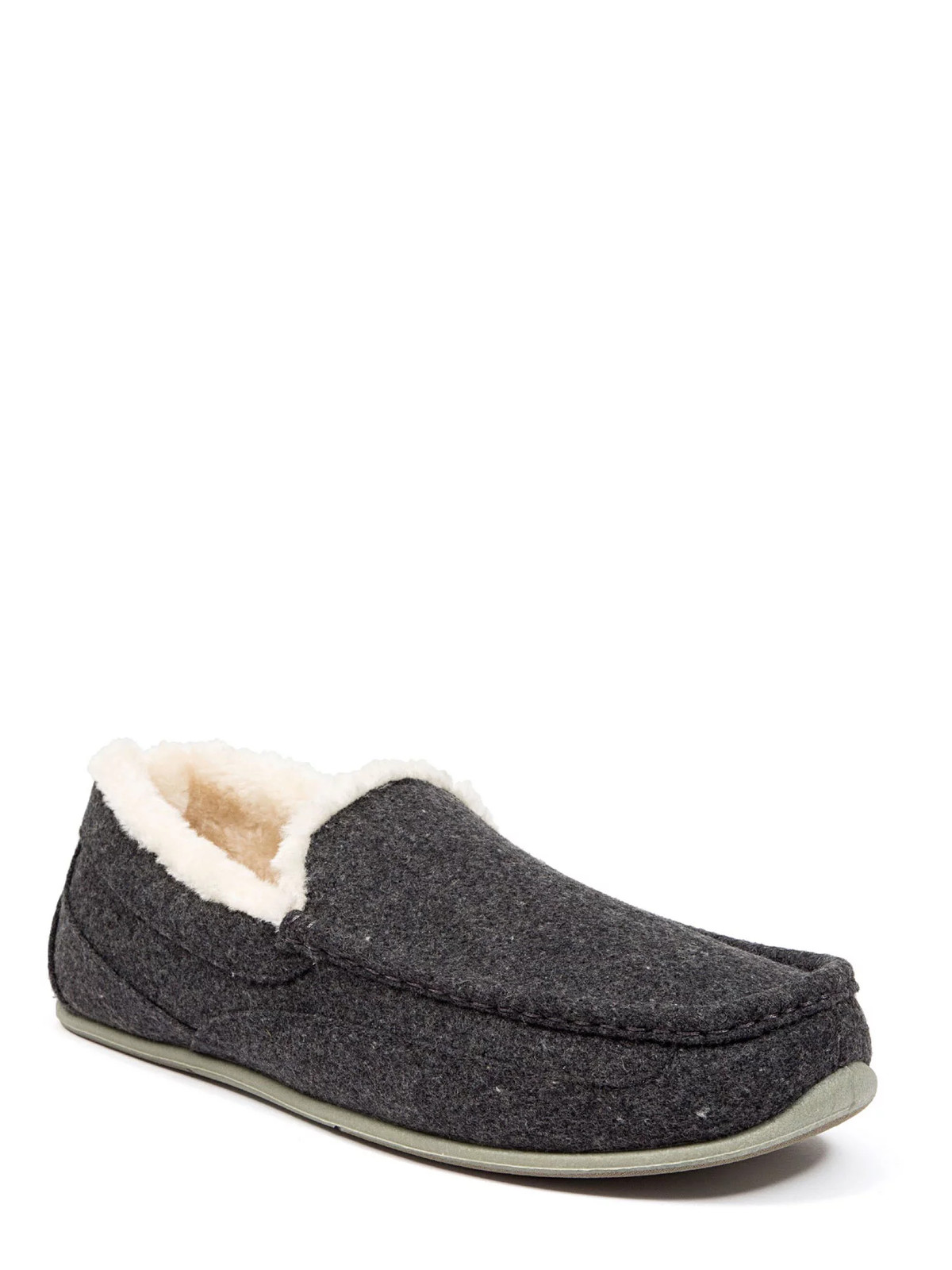 Deer Stags GLBTRTTFLT Soft Stags Men's Globetrotter Moccasin Slipper Dark Grey