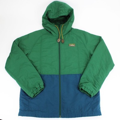 VTG LL Bean Jacket Size XL Color Block Windbreaker 90s USA Green Blue Primaloft