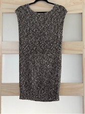 Alice + Olivia x Scoop Black Sequin Sleeveless Shift Mini Dress Medium