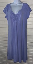 Fresh Produce Sz LARGE Emma Dress Purple S/S Knee Length Stretch Casual EUC