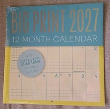 2027 Big Print Wall Large Write Calendar 12 Month Calendar Sealed New BLUE