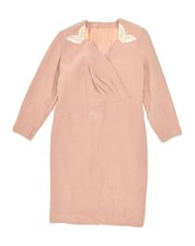 VINTAGE Womens Basic Dress UK 10 Small Beige ZN12