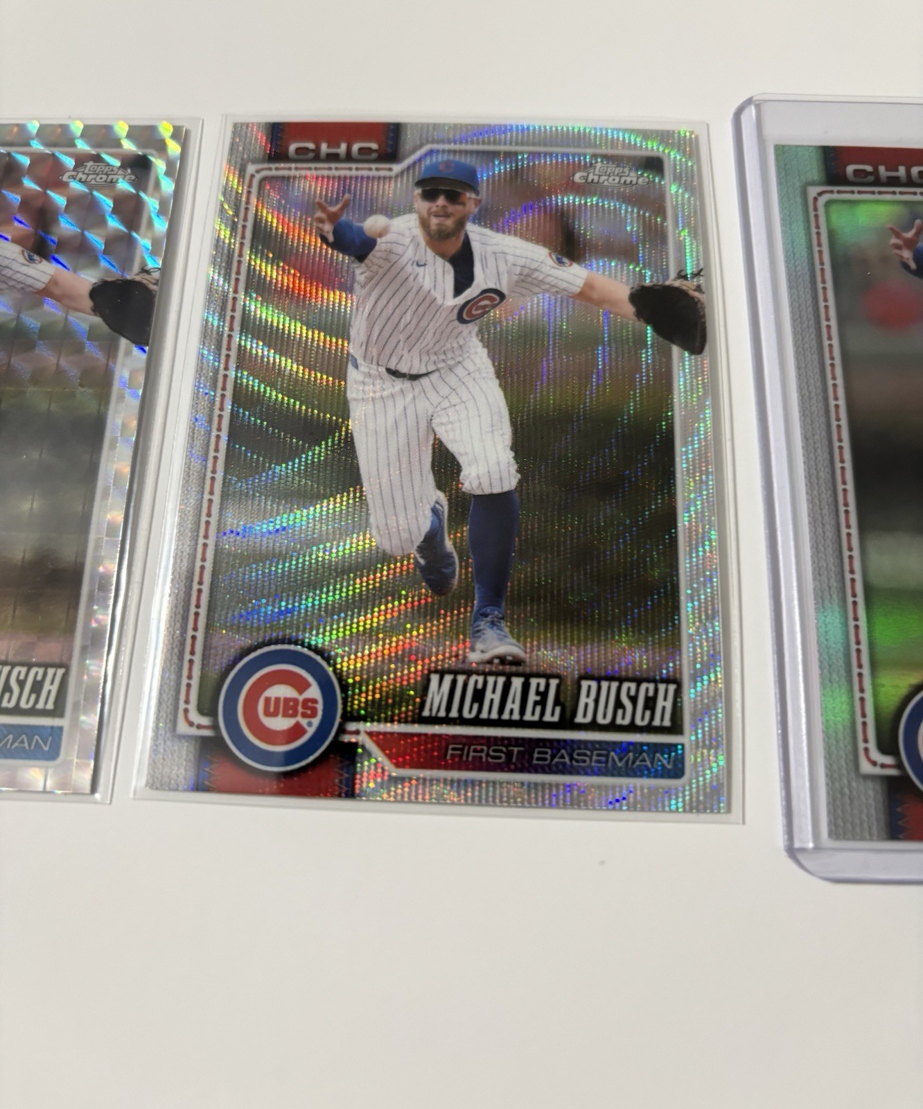 2026 Topps Chrome Michael Busch Auto /50 /150 Gold 75th Diamond Cubs Lot view 5