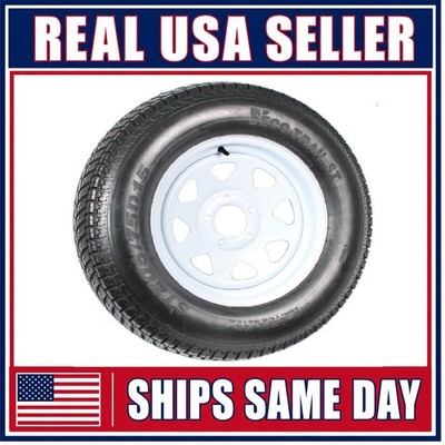 Trailer Tire Rim ST205/75D15 F78-15 205/75 15 Inch LRC 5 Lug White Spoke Wheel