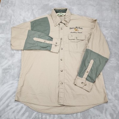 Bob Allen Hunting Shooting Shirt Mens XL Green Quilted Shoulder Show-Me Birds