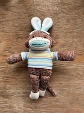 Sock Monkey Plush Blue Striped Easter Bunny Ears Dan Dee Collectors Choice 10  