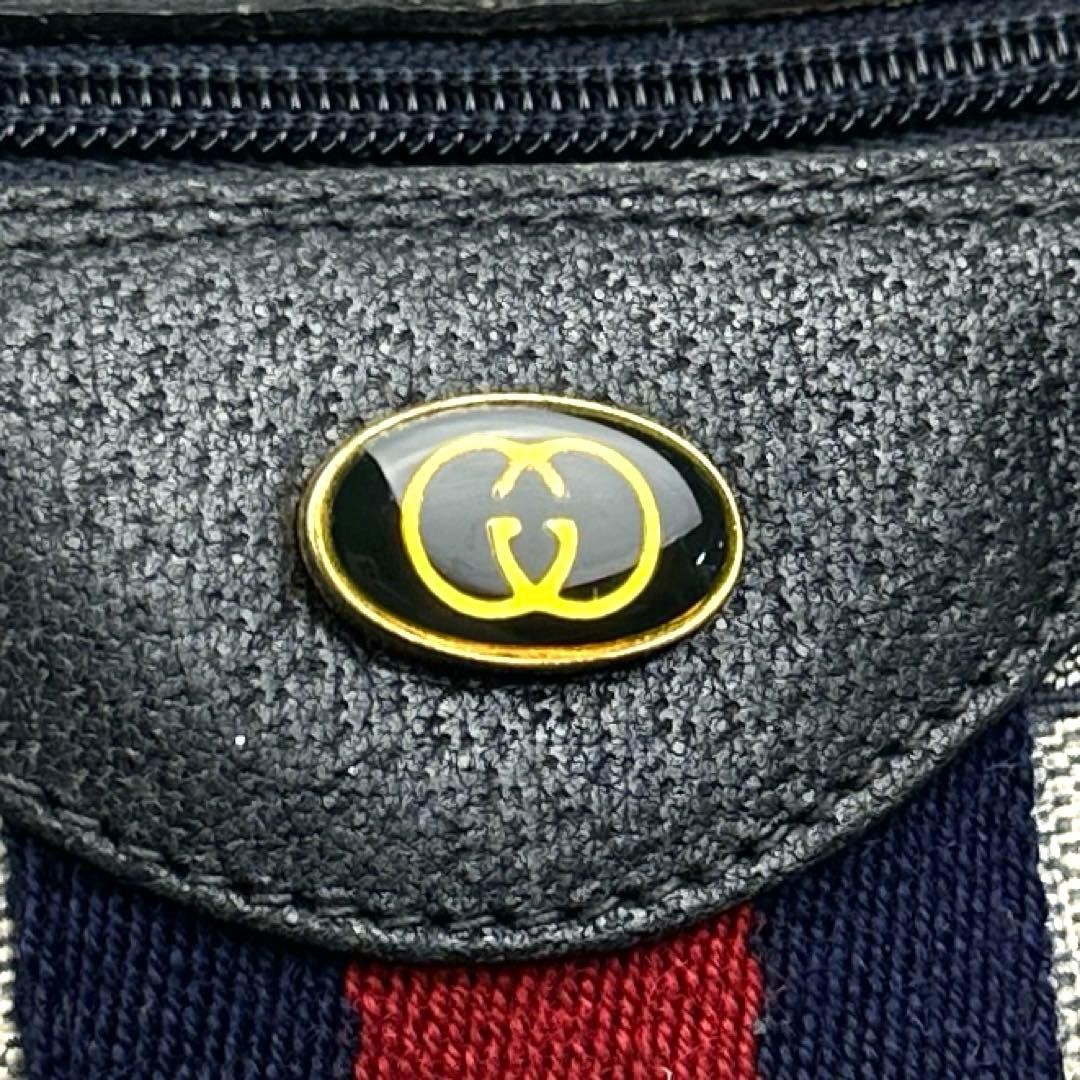 Old GUCCI Navy Sherry Line Web GG Supreme Mini Boston Handbag PVC Vintage Rare image 4