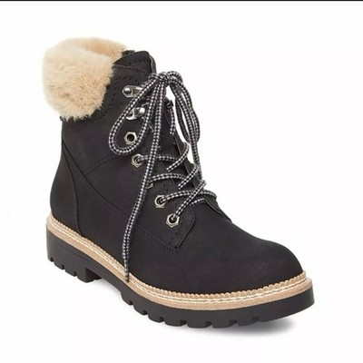Steve Madden Women s Alaska Black Winter Boot w Faux Fur Trim Size 10