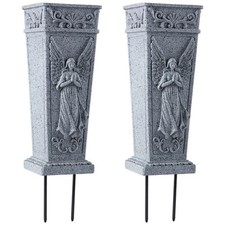 Cemetery Flowers Vase with Spike, Memorial Grave Vase Resin Flowers Holder fo...