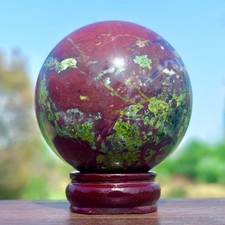 404G Natural dragon blood stone quartz sphere crystal ball reiki healing decor