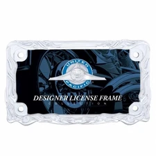 United Pacific 50128 License Plate Frame   Chrome, Flame Motorcycle