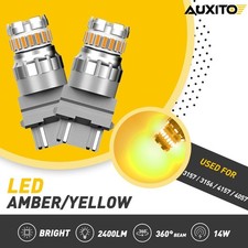 2pcs Amber/Yellow 3157 3156 LED Turn Signal Blinker Parking Light Bulbs Bright
