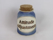 Vintage Dr. Brophy's Word Apothecary Jar-“Attitude Adjustments”-1991-Cork Lid
