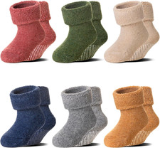 6 Pairs Baby Boy Girl Non Slip Socks Child Toddler Winter Thick Soft Wool Kids W