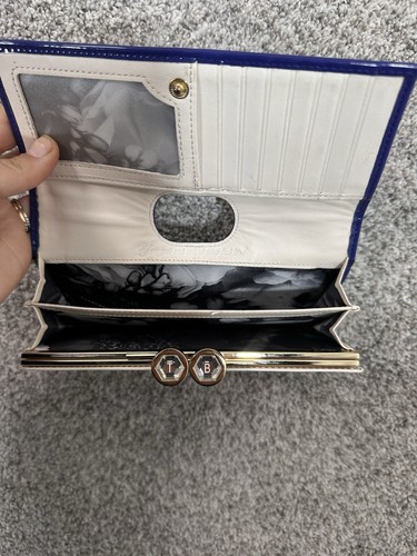 Ted Baker London Patent Leather blue Clutch Wallet crystal closure - Picture 4 of 6
