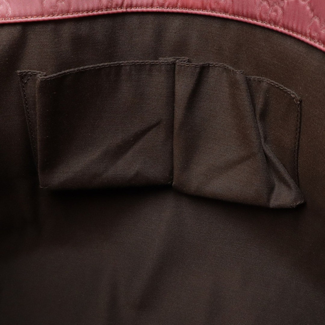 GUCCI GG Nylon Tote Bag Pink/Dark Brown Leather Used AB Condition thumbnail 7