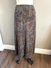 Ralph Lauren Brown Paisley Prairie Skirt Midi Peasant Vtg 90s Womens Size 4