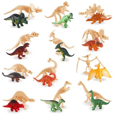 Mini figuras de dinosaurios y esqueletos de dinosaurios, juguetes de plástico